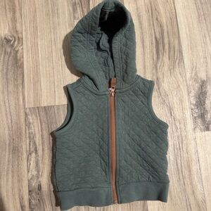 Carter's Quilted Green Hooded Vest with Brown Accents